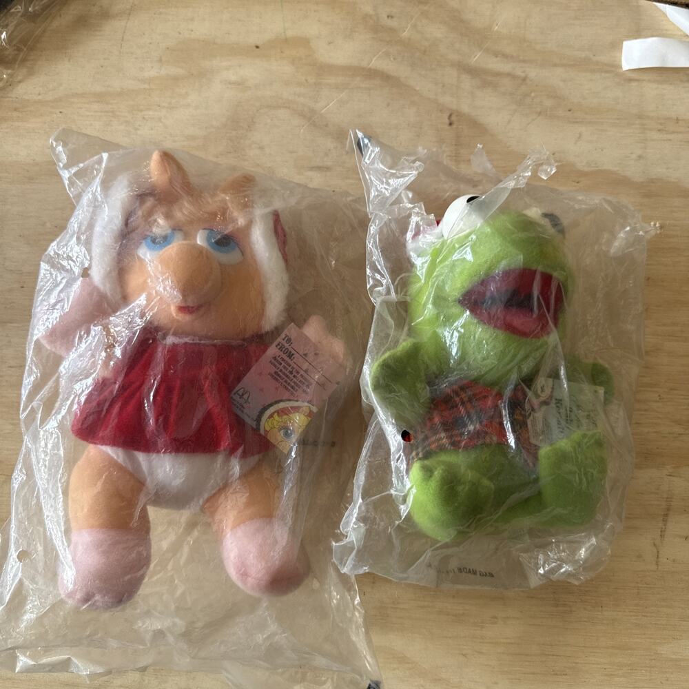 NWT Miss Piggy and Kermit - Vintage 1987 McDonalds Plush Christmas Muppet Babies